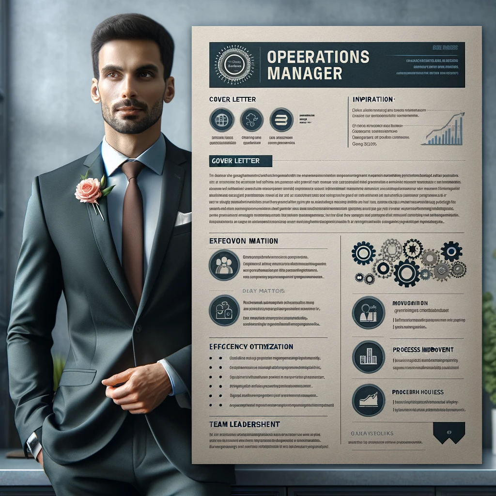 The generated image provides a visualization of a sample cover letter for an Operations Manager position, showcasing a professional layout that highlights the applicant's qualifications and experiences relevant to the role.